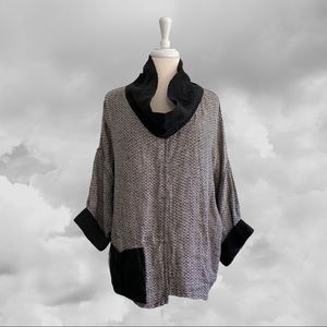 Flax Oversized Tan Black Lagenlook Tunic S NWT